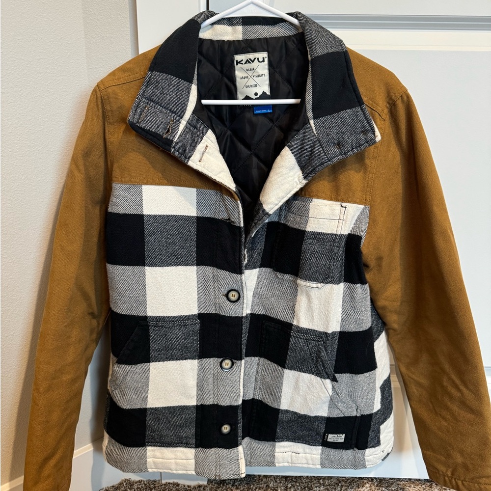 KAVU Black and White Plaid Jacket